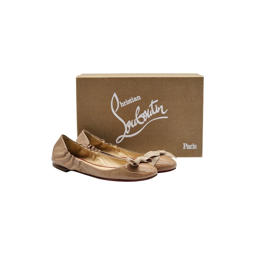 Christian Louboutin Gloriana Patent Leather Ballet Flats Nude EU 37 US 7 - NWB